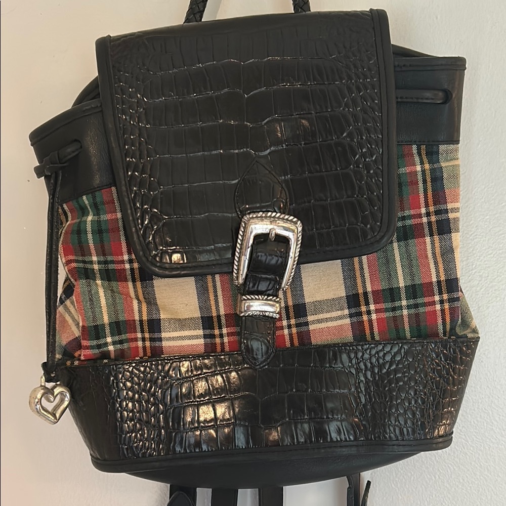 Brighton Plaid and Black Croc Backpack